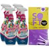 FEI FAN Detergente Multiuso Spray, Il Profumatore Igienizzante Superconcentrato, GEMME DEL BOSCO. Deterge a Fondo, Rimuove Germi e Batteri, 48h di Pulito Profumato 750ml (2 Spray) + Panno In Lattice SOFT