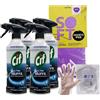 FEI FAN Set Pulizia: Ultra Muffa, Spray Antimuffa, Formato 500 ml, Spray Detergente + Panno In Lattice + 100pz Guanti HDPE Monouso, Taglia Unica (3 Flaconi + 1 Panno Lattice + Guanti Monouso)