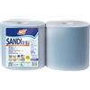 Generico Sandi Rotoloni Carta Industriale, 3 Veli Blu, Goffrata, 2 Rotoli da 500 Strappi, Pura Cellulosa
