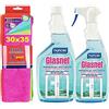 Dc Casa NUNCAS SET PULIZIA VETRI : GLASNET VETRI 750 ML + GASNET RICARICA 750 ML +pacco 5 panni in microfibra 30x40cm