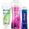 Durex Kit 3 Gel Massaggi & Lubrificanti Intimi a Base Acquosa | Massage 2in1 Aloe Vera Lenitivo 200ml + Feel 50ml + Naturals Classico 100% Ingredienti di Origine Naturale 100ml