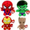 TY Set di peluche di supereroi Marvel TY da 4 pezzi - 15 cm (Hulk, Iron Man, Groot, Spiderman)