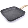 Alluflon Padella per grigliare Alluflon Etnea Wood, padella per grigliare, padella da cucina, rettangolare, rivestimento antiaderente, effetto pietra, 28 cm, 0004361428