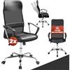 Casaria Set 2x Sedia da Ufficio Girevole Ergonomica Schienale Alto Regolazione Altezza Seduta 46-60 cm Funzione Basculante Supporto Lombare e Poggiatesta Sedie da Scrivania