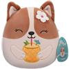 Jazwares SQJW7519A; SQCR05393 - Squishmallows Regina the Corgi con ananas da bere - 19 cm (7,5")
