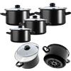 KADAX Set di pentole smaltate KADAX 2L, 3L, 4L, 5L, nero