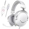 FiFine Cuffie da gioco over-ear Fifine con microfono rimovibile, cuffie USB con cavo, bianco