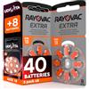 Udivita 40 Batterie Per Apparecchi Acustici Rayovac Extra 13. - 5 Blister da 8 Pile