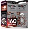 Udivita 160 Pile Apparecchi Acustici Non Udenti Rayovac Extra 312. con Tecnologia Sound Fusion + 8 Pile Udivita (20+1 Blister da 8 Batterie)