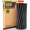 Baciato Caffè 100 Cannucce Larghe Jumbo Colore Nero 15 cm x 8 mm - 100% Rigide Ecologiche Biodegradabili Compostabili e Riutilizzabili Made in Italy - Ideali per Bevande Cocktail Drink Eventi e Feste