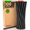 Baciato Caffè 100 Cannucce Colore Nero 21 cm x 6,8 mm - Rigide e Riutilizzabili 100% Ecologiche e Compostabili Made in Italy - Ideali per Bevande Cocktail Drink Eventi e Feste