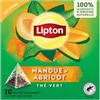 Lipton, Tè verde, tè verde aromatizzato, infuso freddo o caldo, sapore di mango e albicocca, ingredienti naturali al 100%, 20 sacchetti piramidali