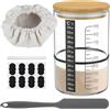 KEGAJEGA Sourdough Starter Set da 900 ml di lievito naturale con copertura in legno, elastici in silicone, spatola in silicone, per cuocere il pane