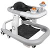 HUOLE Girello per Bambini, Passeggino Primi Passi con Altezza Regolabile, Babywalker con Vassoio Rimovibile Musicale Giocattolo, per Bambini 6+ Mesi, 70 * 56 * 42 cm - Grigio