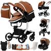 Dziranam Passeggino 3 in 1 Trio, Altezza Regolabile, Vista Panoramica, Cachi | Design innovativo, solido e sicuro. Include borsa mamma e marsupio inclusi nel set