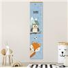 Stellasticker - Metro per misurare la crescita dei bimbi personalizzato - con nome e data di nascita - decorazione per cameretta - facile da appendere - design carino e colorato - 129x28 cm (Volpe)