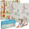 ms babyworld trendy - tappeto gioco per bambini - disponibile in 3 dimensioni a scelta - double-face, tappeto molto imbottito (1 cm) - con borsa per il trasporto. (Elephant/Selva, 120 * 120)