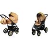 BabyLux Gold Lux Passeggino 2in1 Deep e Passeggino con Accessori Regolabile e Pieghevole Costruzione in Alluminio Leggero 2 Opzioni di Montaggio Ruote Impenetrabili Sand Pearl Black Frame