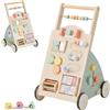 LIFEZEAL Girello per bambini, carrello da passeggio in legno con ruote e cestino portaoggetti, girello Montessori per 1+ anno ragazze e ragazzi