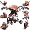 Prokoke Passeggino Trio, Trio Passeggino Neonati con Due Modi Reversibili per Spingere, Passeggini 3 in 1 con Una Lega di Alluminio a Cornice, Tris con Design Pieghevole in Un Clic (739 beige)