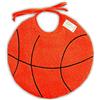 Zigozago - Bavaglino in Spugna di Cotone ricamato a forma di Pallone da Basket | Fatto a Mano | Personalizzabile con Nome | Colore Arancione | Taglia Unica | Misura: 20 x 20 cm | Chiusura Laccetti