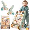 sun baby Carrello primi passi legno XXL, Gioco per bambini e bambini, Deambulatore Multifunzionale, per bambini da 12 a 36 mesi, rimo Compleanno Regalo 1 2 Anno (Blu)