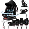 Reenborn Seggiolini Auto Girevoli a 360°: Seggiolini Reclinabili con Poggiatesta Regolabile e Cintura di Sicurezza a 5 Punti, Isofix, Gruppi 0/1/2/3, 0-36 Kg, Certificati ECE R129 (Black High Version)