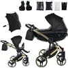Junama Passeggino TRIO Diamond Fluo 04 Nero e Oro - 2in1 3in1 4in1 + ombrellino (2 in 1 con Adattatori)
