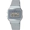 Casio Orologio da polso da unisex al quarzo casual cinturino in acciaio inox grigio cassa in resina display analogico grigio - A700WM-7A