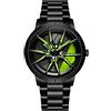 MASTOP Orologio da polso da uomo creativo 3D rotante ruota auto orologio da polso cerchio mozzo design moda quarzo elegante orologio da polso con cinturino in acciaio inox regalo per gli appassionati di auto