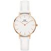 Daniel Wellington Orologio Daniel Wellington Petite Bondi, cinturino in pelle bianca italiana, Oro rosa/guscio d'uovo, 28mm, Moderno