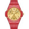 OFNS Orologi da uomo casual al quarzo orologio da polso elegante di lusso con cinturino in TPU luminoso sportivo ultra sottile per studenti maschili, Rosso e oro., Moderno