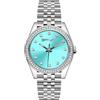 FREDDY Orologio da Polso Donna Joy, Joy Orologio da Donna Cinturino in Acciaio, Cassa Tonda 30 mm - Silver Azzurro Gemme