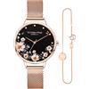 VICTORIA HYDE Moda Floreale Fiore Viso Al Orologio Analogico Quarzo Donna Cinturino In Vera Pelle Impermeabile
