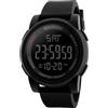 SKMEI Orologio da polso sportivo digitale da uomo, con schermo a LED, grande quadrante, elettronica, militare, impermeabile, sveglia, cronometro, retroilluminazione, casual, nero, 1257