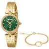 Just Cavalli Set Mini Attraente - Orologio Da Polso Da Donna Al Quarzo Moda Bracciale E Cassa In Acciaio Inox Oro Quadrante Verde - JC1L330M0055