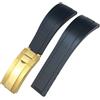 ROUREOX Cinturino Silicone Morbido per Uomo, Rilascio Rapido con Pulsante Acciaio Inox per Rolex Daytona Submariner GMT Yacht-Master-Fibbia Nera + Dorata 20mm