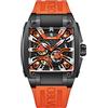 OBLVLO Orologi automatici super luminosi da uomo orologio di lusso sportivo quadrato scheletro meccanico cinturino in gomma orologi GM