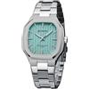 FORSINING Orologio da uomo analogico al quarzo, alla moda, 20 mm, cinturino in acciaio inox, impermeabile, rettangolare, grande quadrante, orologi da lavoro, Verde