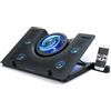 EMPIRE GAMING - Turboost Aluminium Raffreddatore PC Portatile Gamer Compatibile da 12 a 17 Pollici - 5 Ventole Potente silenziose - Ergonomico 5 Altezze Regolabili - LED Blu - USB