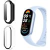 Holilo 2 Pièces Cover Protettiva Compatibile con Xiaomi Smart Band 9, PC Custodia Rigida con Vetro Temperato, AntiGraffio Custodia Protettiva paraurti Shell Antiurto - Nero + Trasparente