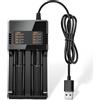 Toxvanne Caricabatterie 18650/21700 Dual Slots, caricatore batteria intelligente 18650 con indicatore LED, per batterie ricaricabili agli ioni di litio 3,7 V/4,2 V, compatibile con 21700 26650 16340 14500