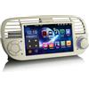 Erisin 7 pollici 8-Core Android 14 Autoradio Navigatore per Fiat 500 500C 500S 500E Supporto Schermo tattile Wireless CarPlay Android Auto WiFi DAB+ Bluetooth DSP FM RDS 4GB RAM+64GB ROM