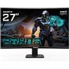 Gigabyte GS27FC - Monitor da gioco curvo FHD da 27, 1920 x 1080 VA 1500R, 180 Hz, 1 ms, HDR10, 2 HDMI, 1 DP, FreeSync Premium