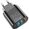 VS Caricatore USB 3 x USB, 1 x Tipo-C Porte da Muro 48W 5V-3.0A - 9V-2A - 12V-1,5A Universale Quick Charge QC 3.0 Veloce Caricabatterie Alimentatore Presa Per Smartphone Tablet iOS Android 220V UE