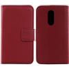Gukas Design Vera Pelle Case per Vodafone Smart N9 Lite VFD-620 5.34 Genuine Flip Cover Custodia Caso Guscio Protettiva Skin con Scomparti Carte Portafoglio (Rosso Scuro)