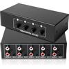 BORDEAG Interruttore Audio, Commutatore Audio 4 in 1 Out, Casella di Selezione Audio 3,5 mm Aux + RCA L/R, Interruttore Audio Bidirezionale, Scatola di Selezione Audio, Splitter Audio Video per Cuffie, Fono