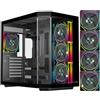 EMPIRE GAMING ECL251 - Case PC da gioco Mid-Tower compatibile ATX, 4 Ventole PWM ARGB da 120MM con controller HUB preinstallato - Triplo vetro temperato - Filtri antipolvere - USB Type-C (nero)
