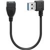 GELRHONR Cavo USB corto, 0,2 m 90 gradi USB 3.0 tipo A maschio a femmina A, cavo di prolunga per trasferimento dati per USB Flash Drive/disco rigido (angolo sinistro)