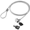 Techly 106060 Cavo di Sicurezza in Acciaio con Lucchetto per Notebook e Due Chiavi Silver